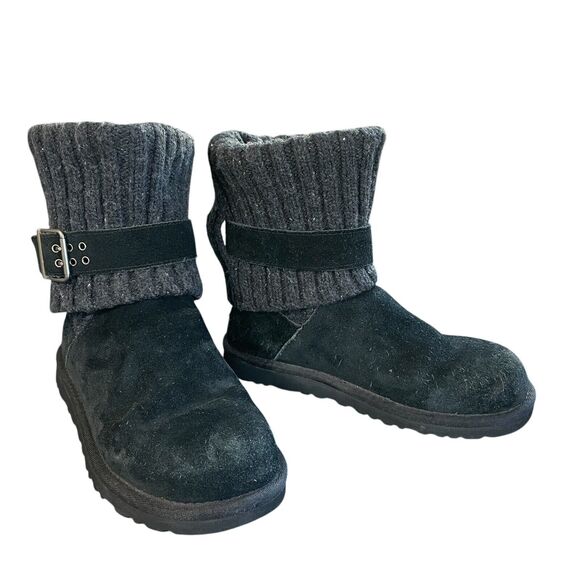 Womens Black UGG Australia Cambridge 1003175 Suede Knit Sheepskin Buckle Boots 6 - Picture 14 of 14